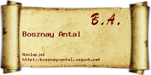 Bosznay Antal névjegykártya